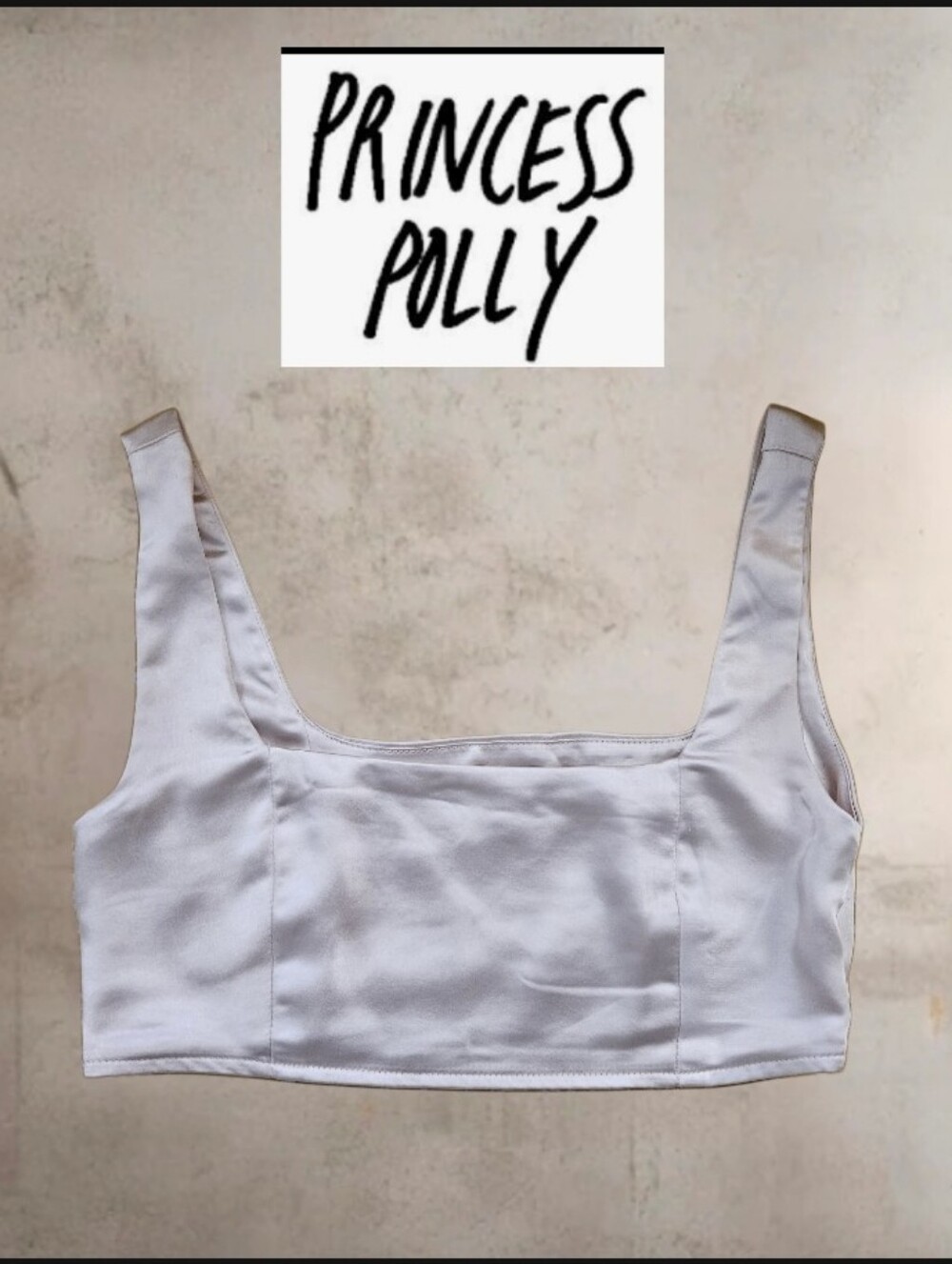 Princess Polly Cream Square Neck Crop Camisole Top Size 4